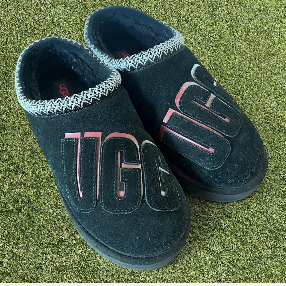 UGG Mens Tasman Graphic Shadow Logo Slippers - Black - Size 12